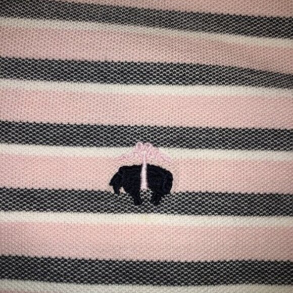 Brooks Brothers Polo Mens Pink Gray White Striped Short Sleeve Shirt L Slim Fit - Picture 3 of 8